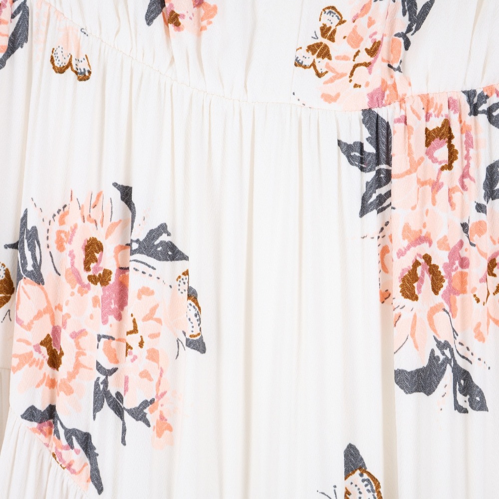 Free People All I Got Maxi Dress Butterfly Effect Floral Tiered Cream Pink 6 - Picture 9 of 13